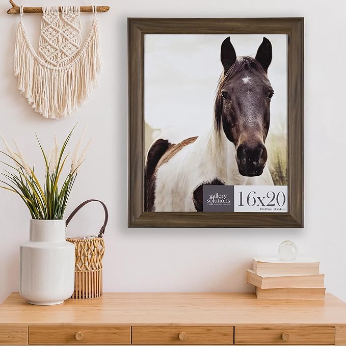 Gallery Solutions 16"x20" Walnut Picture Frame - Large Wall Photo, Artwork Holder - Stylish and Versatile Decor Solution - Single Picture Frame - Image 2